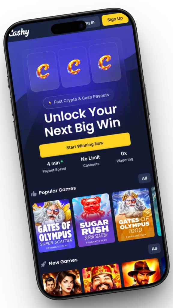 Play at Cashy casino via phone.