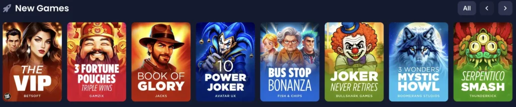 Play new games on casino Cashy.