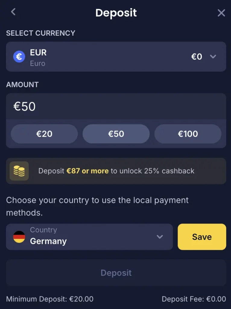 Deposit easily on Cashy in 5 steps.